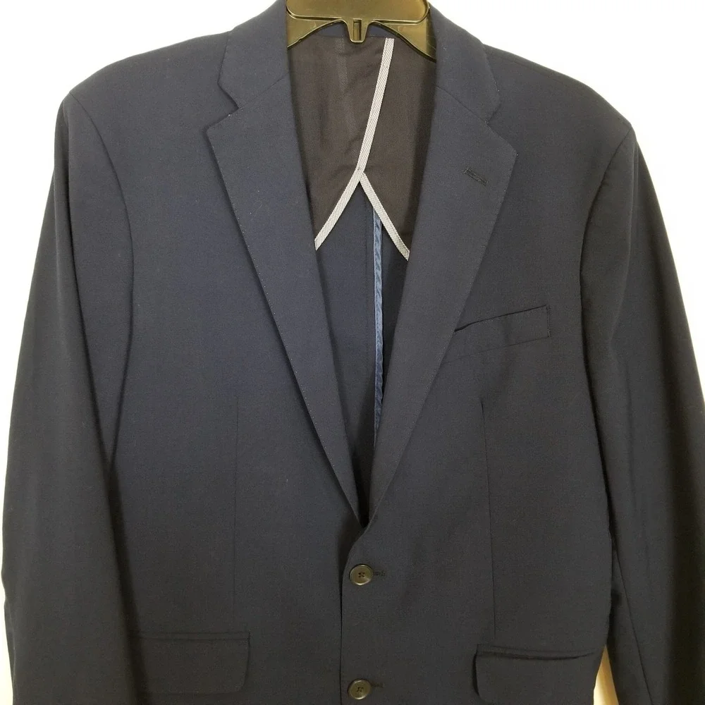 Cole Haan Grand. OS Men Unstructured Blazer Jacket Sz 40R Navy Wool Blend Preppy
